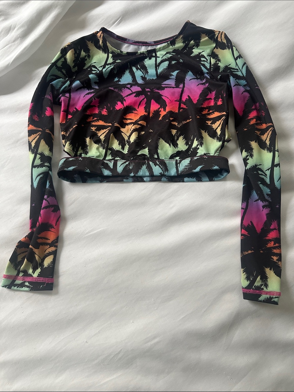 art class Rainbow Palm Crop Top with Black Silhouette